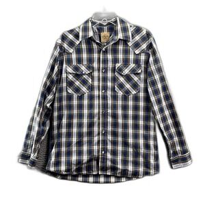 GC Blue Vintage Collection Western Shirt Men Medium Multicolor Plaid Snap Riding